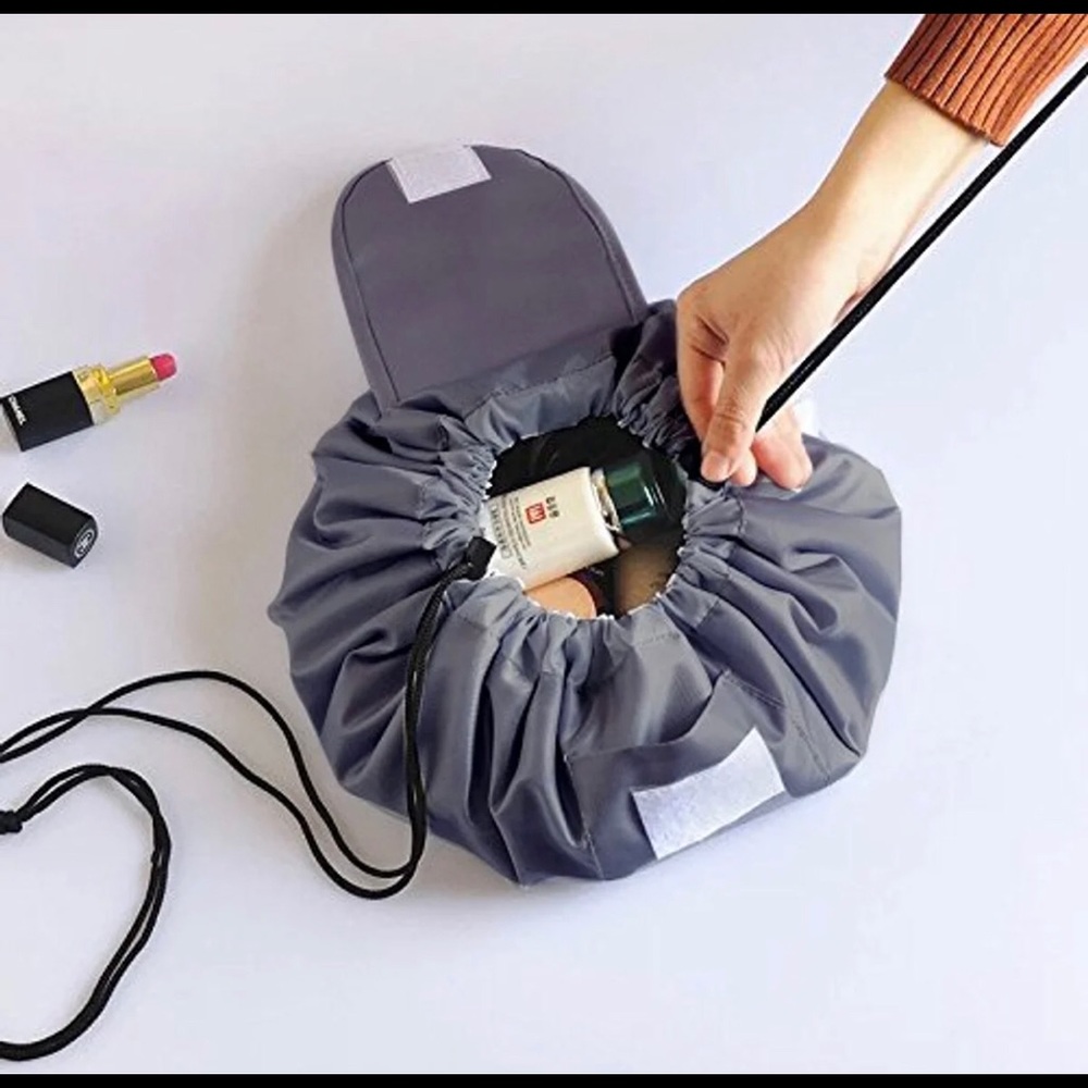 Cosmetic travel makeup bag with drawstring…
